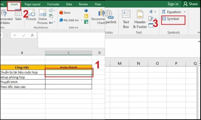 Cách thêm biểu tượng dấu tích vào Excel