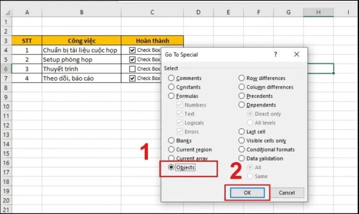 Chọn Object và nhấn OK để xác nhận.