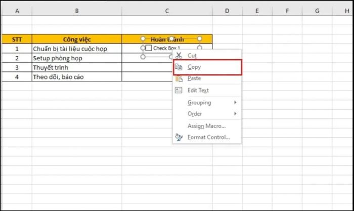 Cách sao chép dấu tích đến một vị trí khác trong Excel