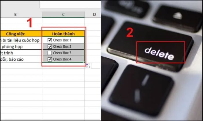 Xóa nhiều checkbox cùng lúc.