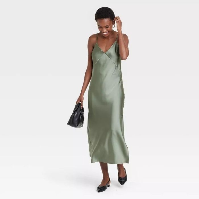 a model showcasing the slip dress