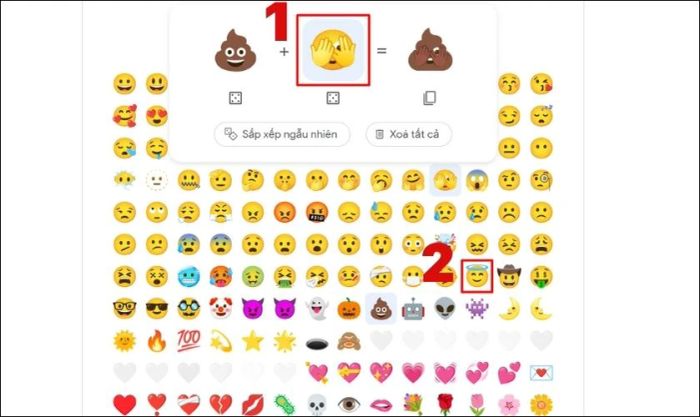 Lặp lại các thao tác tương tự với emoji thứ hai