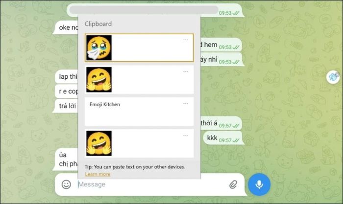 Sử dụng tổ hợp phím Windows + V để truy cập Clipboard