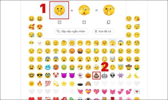 Chọn emoji đầu tiên và tìm emoji thay thế tương ứng