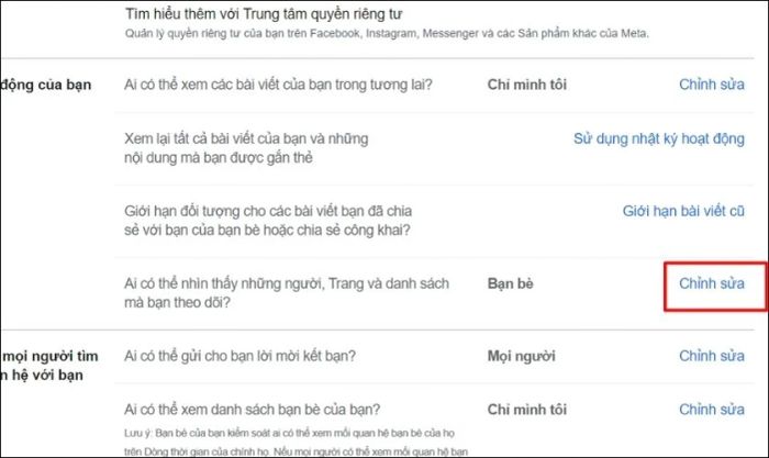 Nhấn vào mục Chỉnh sửa