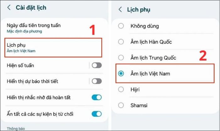 Cài đặt lịch âm hiển thị trên màn hình khóa