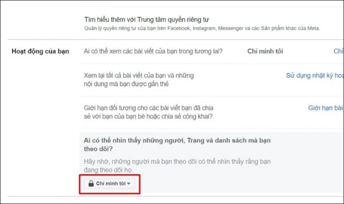 Đặt chế độ Chỉ mình tôi