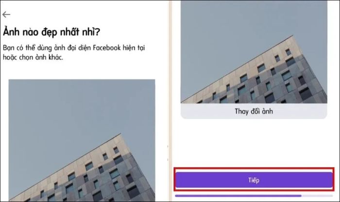 Nhấn vào nút Thay đổi ảnh và chọn ảnh phù hợp