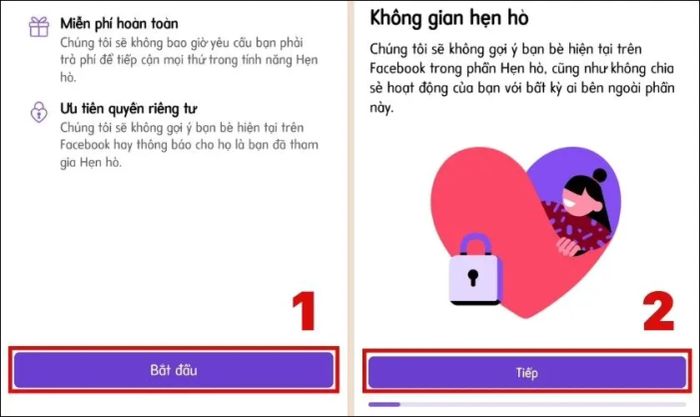 Nhấn Tiếp tục trong phần Không gian hẹn hò