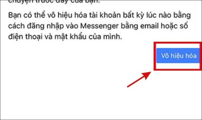 Nhấn chọn Vô hiệu hoá
