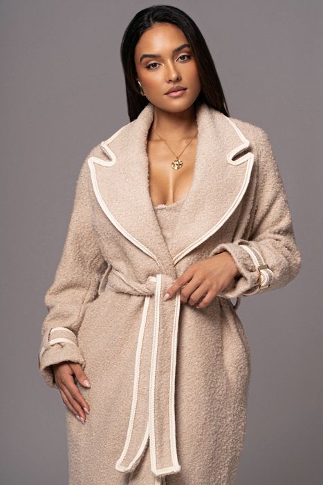 A model showcasing the coat from the front