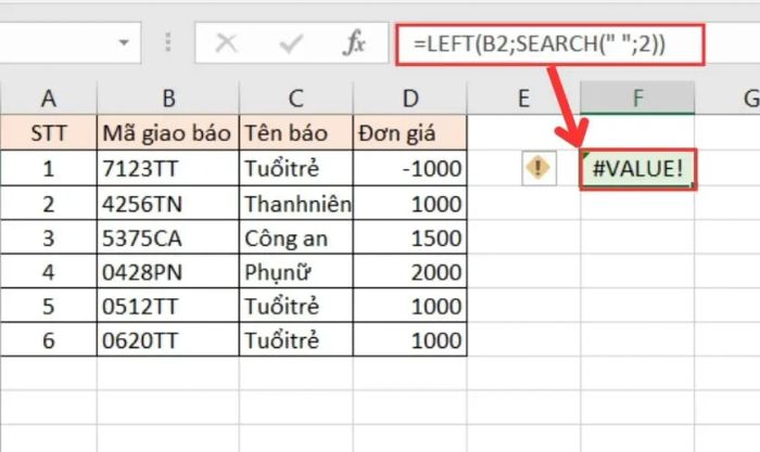 Lỗi #VALUE! có nghĩa là gì?
