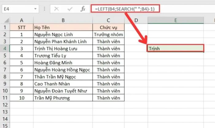 Hàm LEFT trong Excel là gì và có tác dụng gì?
