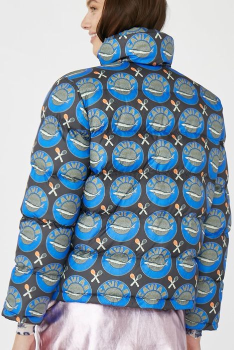 The same model showcasing the jacket from the back