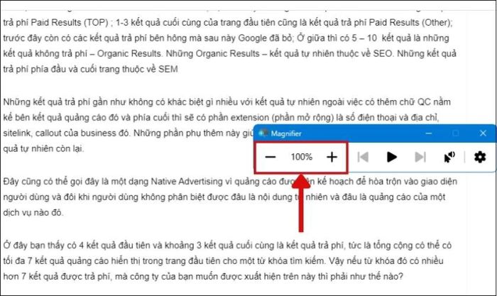 Thao tác phóng to và thu nhỏ màn hình