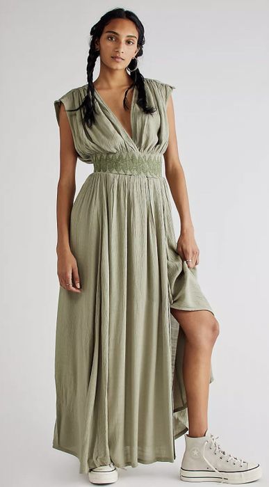 A view of the dress from the front in a beautiful green shade.