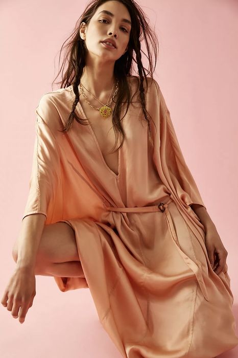 The dress in coral.
