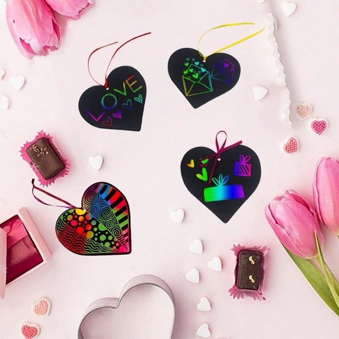 Valentine's Day heart-shaped scratch-off cards.
