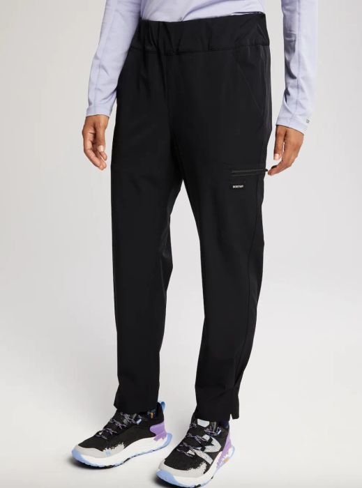 A close-up view of the black version of the pants.