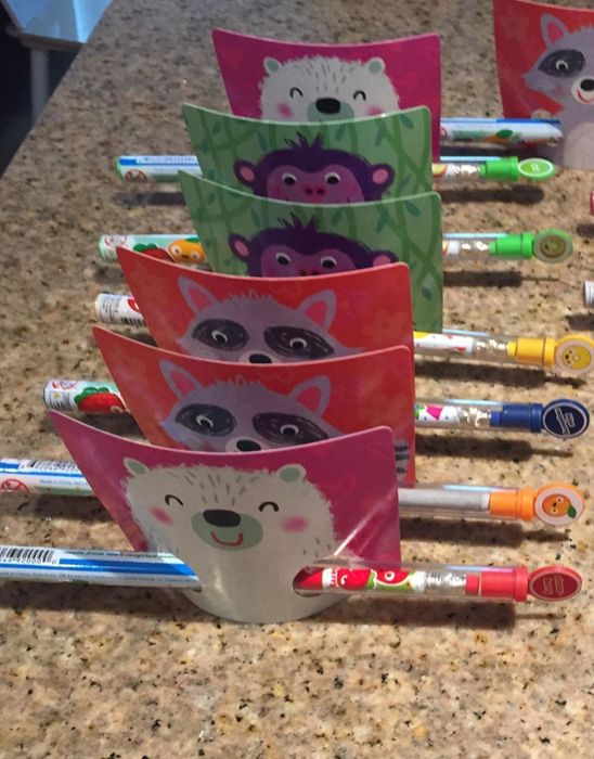 A reviewer’s photo displaying the Valentines they created using the scented pencils.