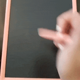 A video from the reviewer demonstrating how to scribble on the pink writing tablet using a stylus.