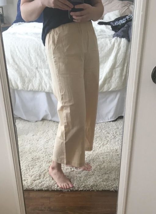 Pants in a soft cream shade.