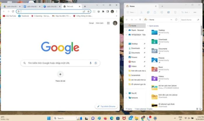 Cách chia đôi màn hình laptop bằng phím tắt