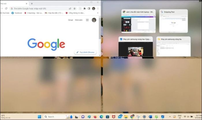 Cách chia màn hình laptop thành nhiều cửa sổ.