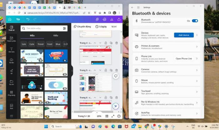 Sử dụng chuột để chia đôi màn hình trên laptop