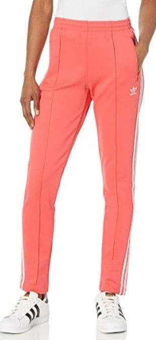A pair of pink track pants.