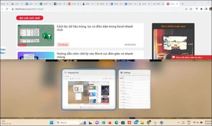 Chia cửa sổ làm việc theo chiều ngang