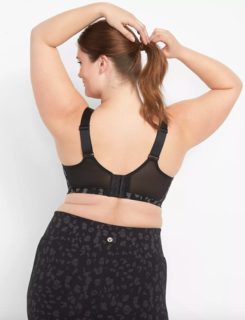 back view of the same leopard-print sports bra