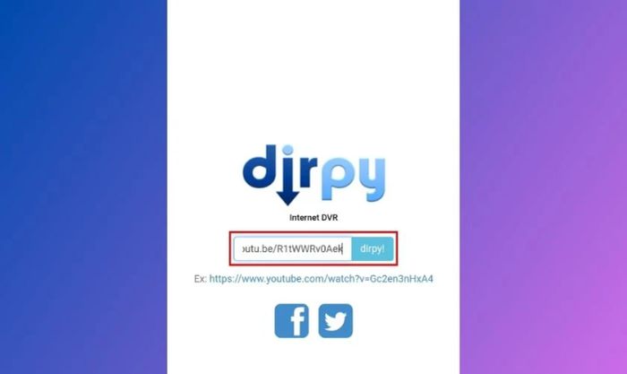 Dán liên kết vào công cụ Dirpy
