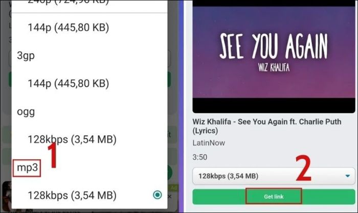 Chọn định dạng MP3 để tải video từ YouTube