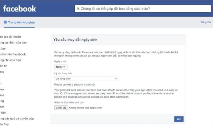 Cách thay đổi ngày sinh Facebook khi vượt số lần cho phép chỉnh sửa