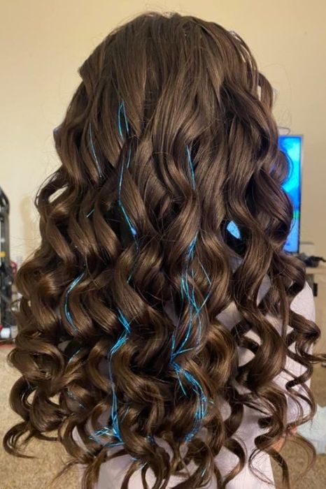 Reviewer photo showcasing the holographic hair tinsel.
