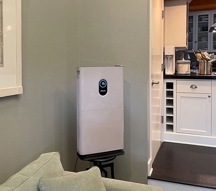 Photo from a reviewer featuring the sleek white air purifier