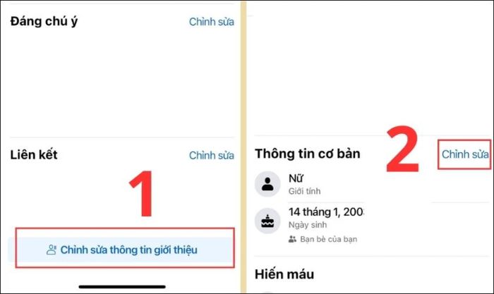 Chọn mục Chỉnh sửa thông tin giới thiệu và nhấn vào mục Chỉnh sửa trong phần Thông tin cơ bản