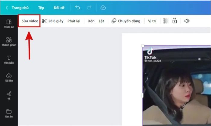 Hãy nhấn vào mục Sửa video ở góc trái trên cùng màn hình để chỉnh sửa