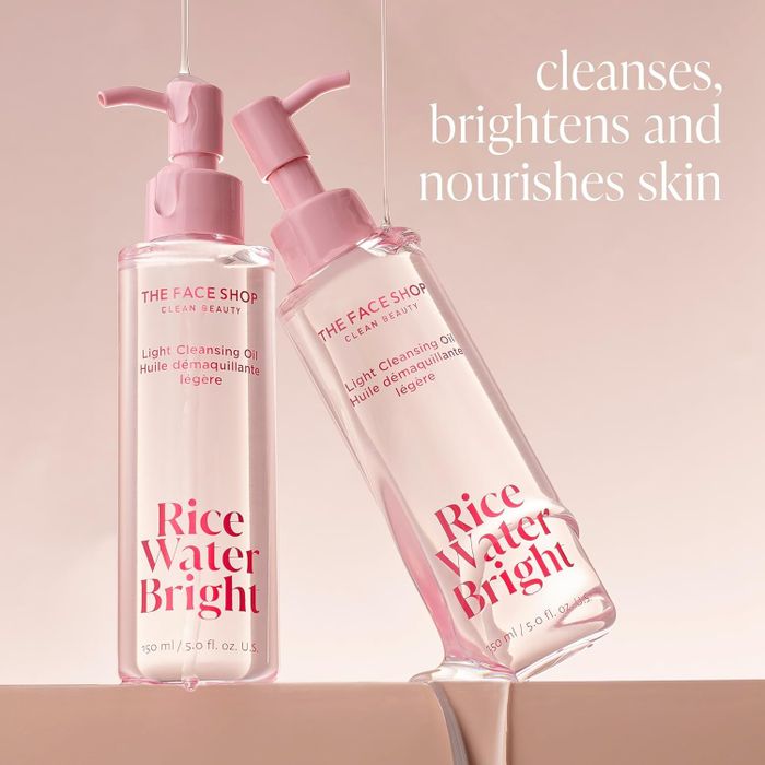 Two bottles of The Face Shop Rice Water Bright cleanser