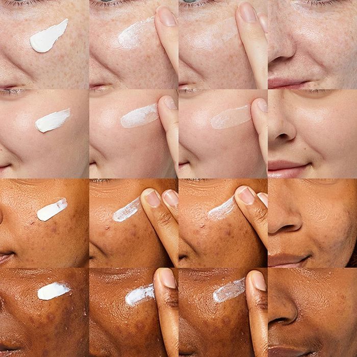 A reviewer of all skin tones applying sunscreen