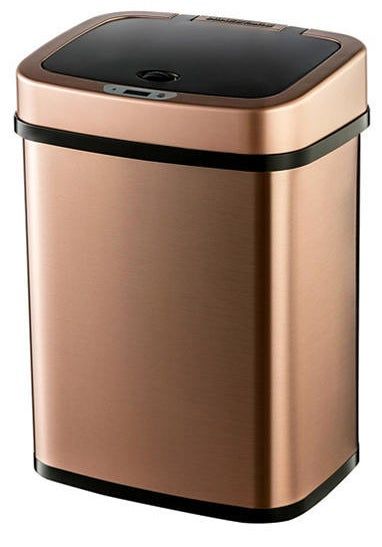 A gold motion sensor trash can.
