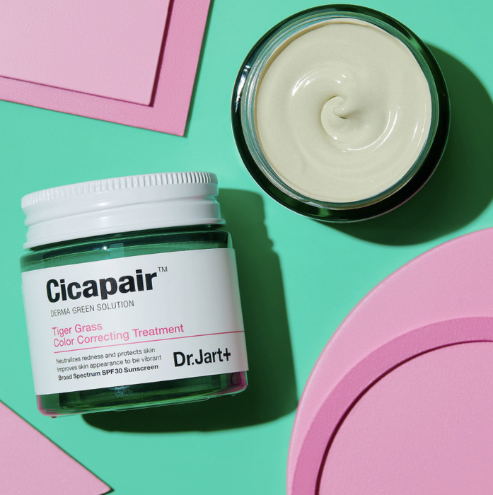 a bottle of Dr. Jart+ Cicapair Tiger Grass Color-Correcting Treatment