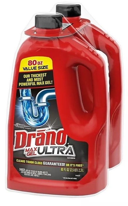 a two-pack of Drano ultra cleaner