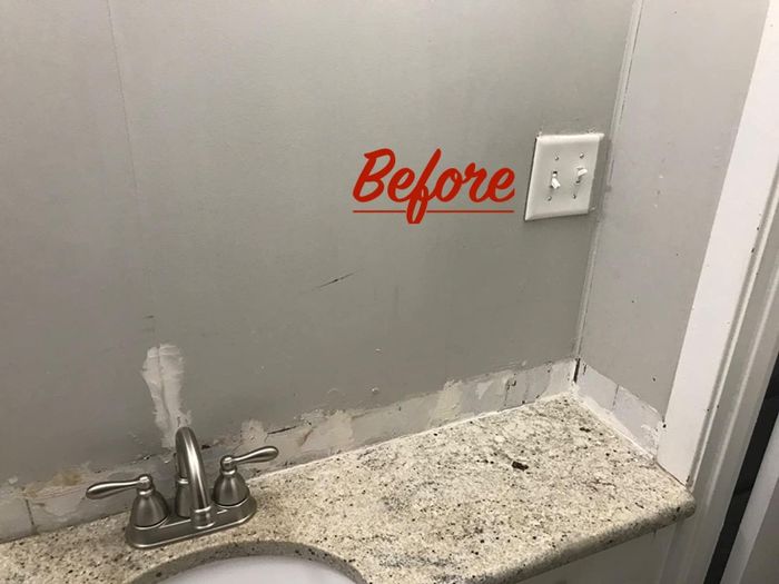 The bathroom before the tile installation