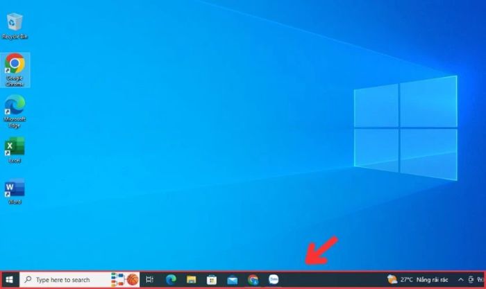 Thanh công cụ nằm ngang trên màn hình desktop của bạn
