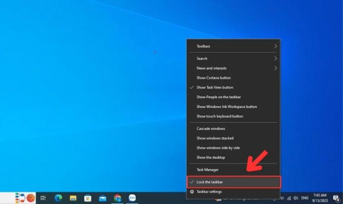 Hãy tiếp tục bật lại tùy chọn Lock the Taskbar để bảo vệ thanh công cụ của bạn.