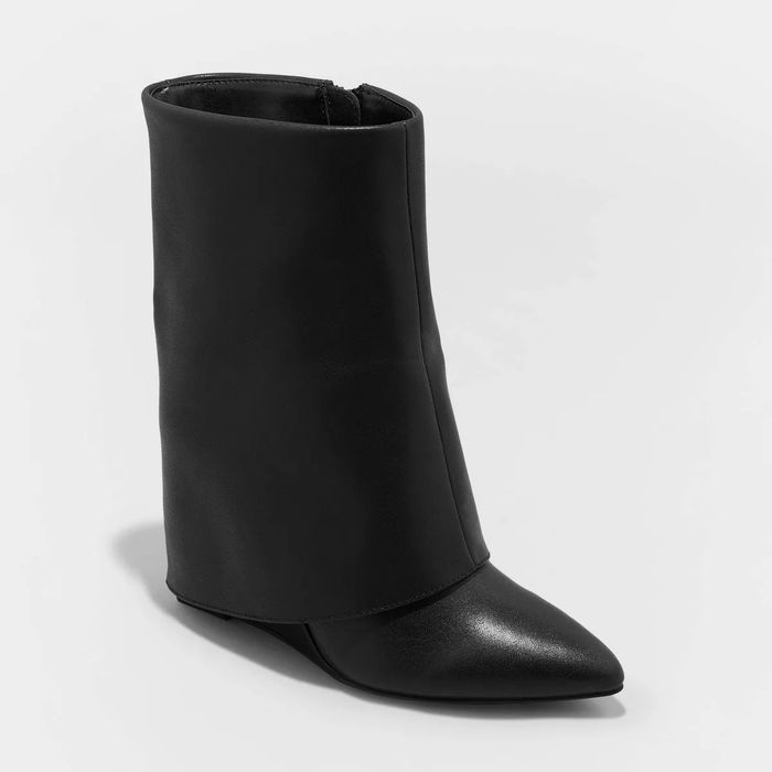 Black fold-over boots