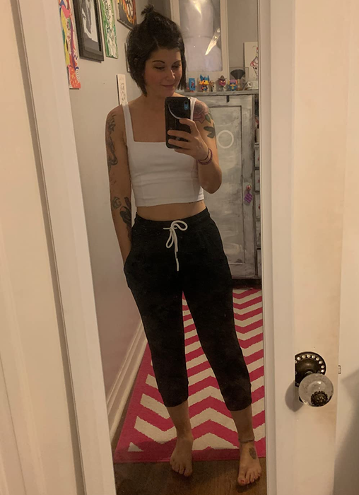 Image of a reviewer wearing black capris