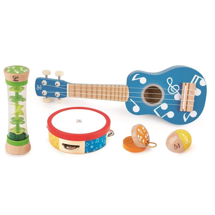 A variety of colorful musical instruments